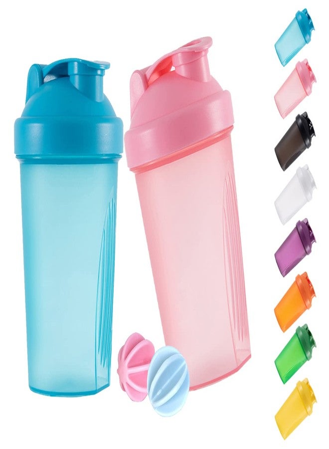 GAISHION Shaker Bottle Protein Shakes and 16-Ounce/400ML Shaker-Bottle with Whisk Balls,Non-BPA plastic(Blue+Pink(2PCS)) - Image 1